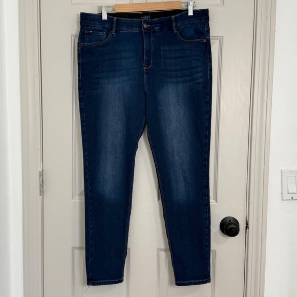 Curve Appeal Jeans Womens 16/33 Blue Comfort Waist High Rise Stretch Denim Casua - Picture 1 of 14